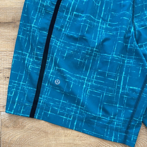 Lululemon Pace Breaker Teal Blue Black Design Shorts with Liner L/XL - Picture 6 of 11